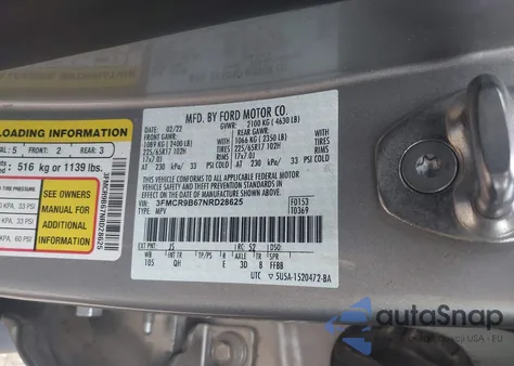 2022 Ford Bronco Sport Big Bend из США, поврежденный, VIN 3FMCR9B67NRD28625